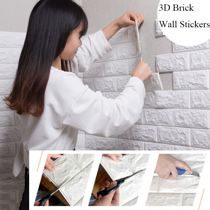 70*77 3D Baksteen Muurstickers Diy Zelf Garenloos Decor Foam Waterdichte Wandbekleding Behang Voor Tv Achtergrond Kids woonkamer