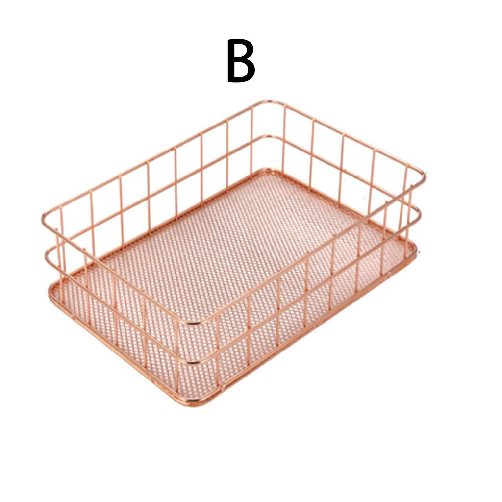 Nordic Style Rectangle Metal Basket Storage Basket Cosmetic Brushes Holder Organizer Household Office Desk Toiletry Baskets