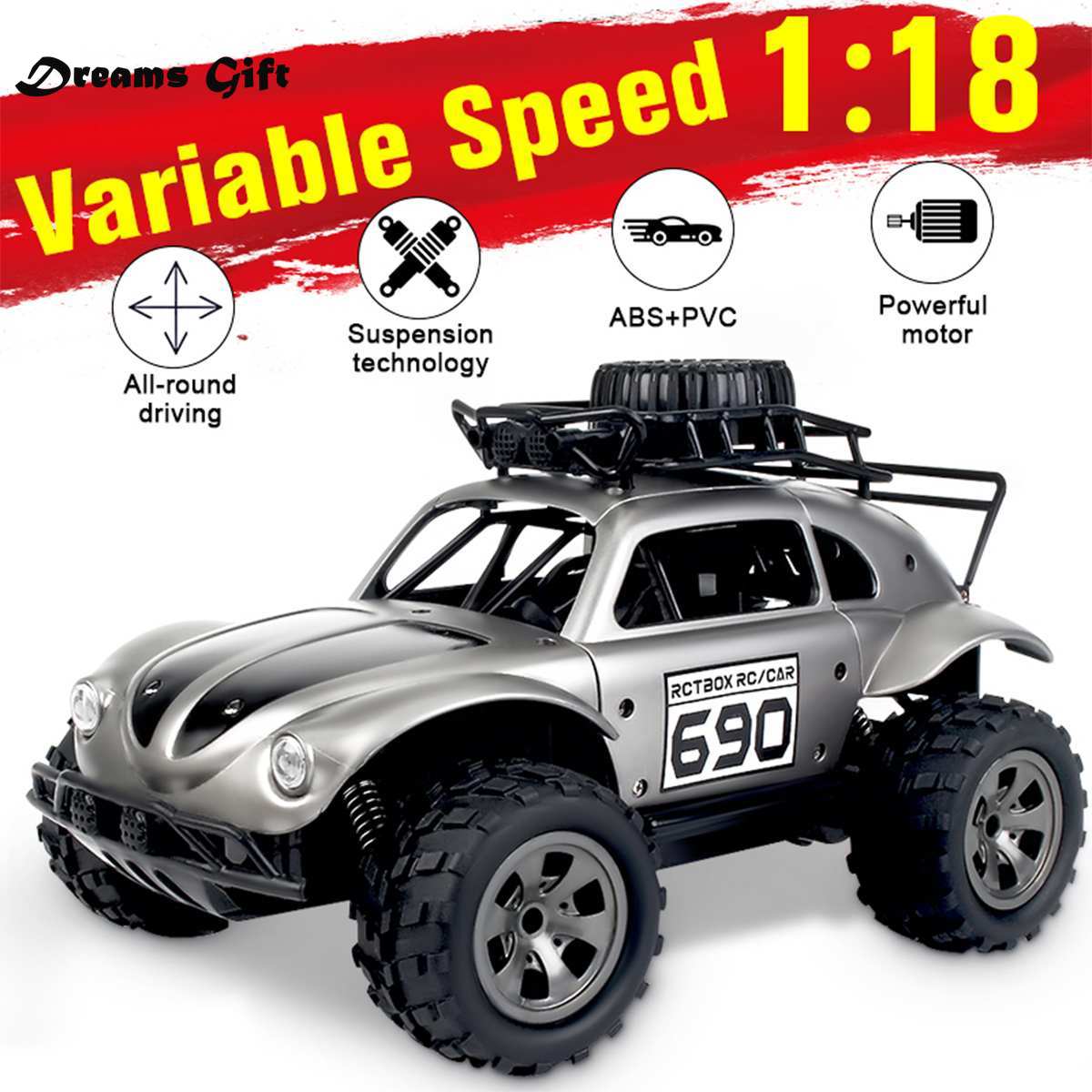 RC Car 1/18 4WD 4x4 Driving Car Double Motors Drive Bigfoot Car Remote Control Car Model Off-Road Vehicle Toy christmas