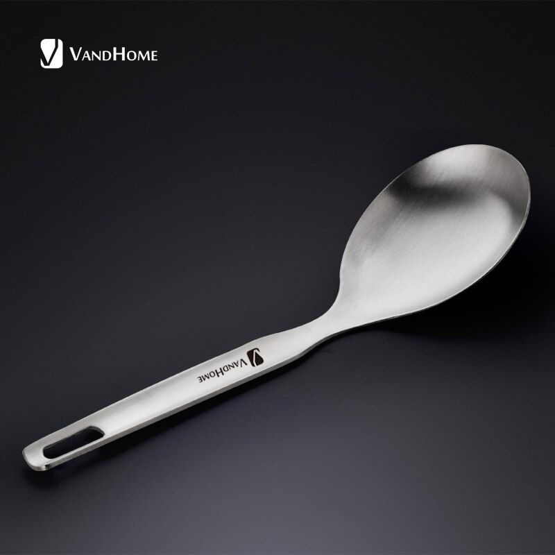 VamdHome Chinese Rice Scoop Kitchen Utensils Stainless Steel Rice Spoon With Long Handle Reusable Serving Spoon Soup Ladle