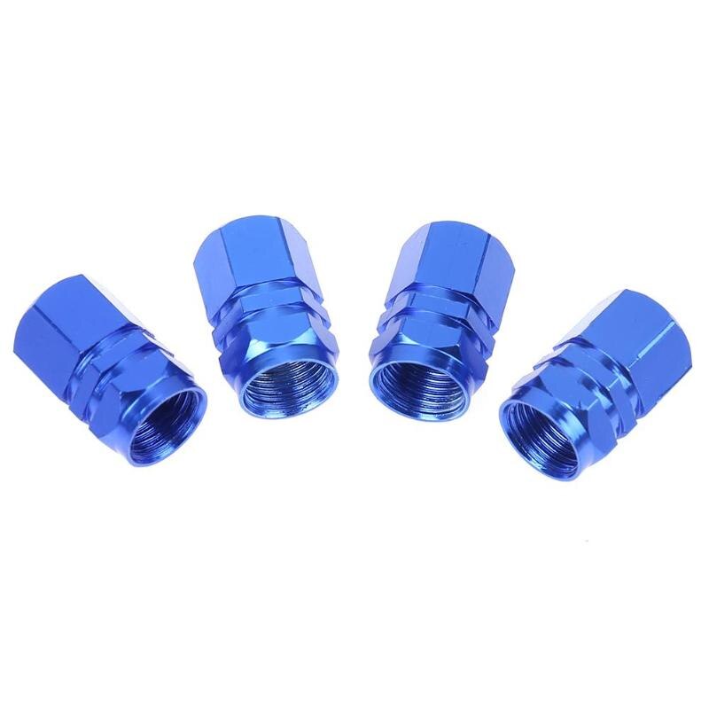 4pcs 5Colors Automotive Aluminum Alloy Valve Cap Personal Tire Cap Decorate And Protect Your Car Wheels Tires Part: Blue