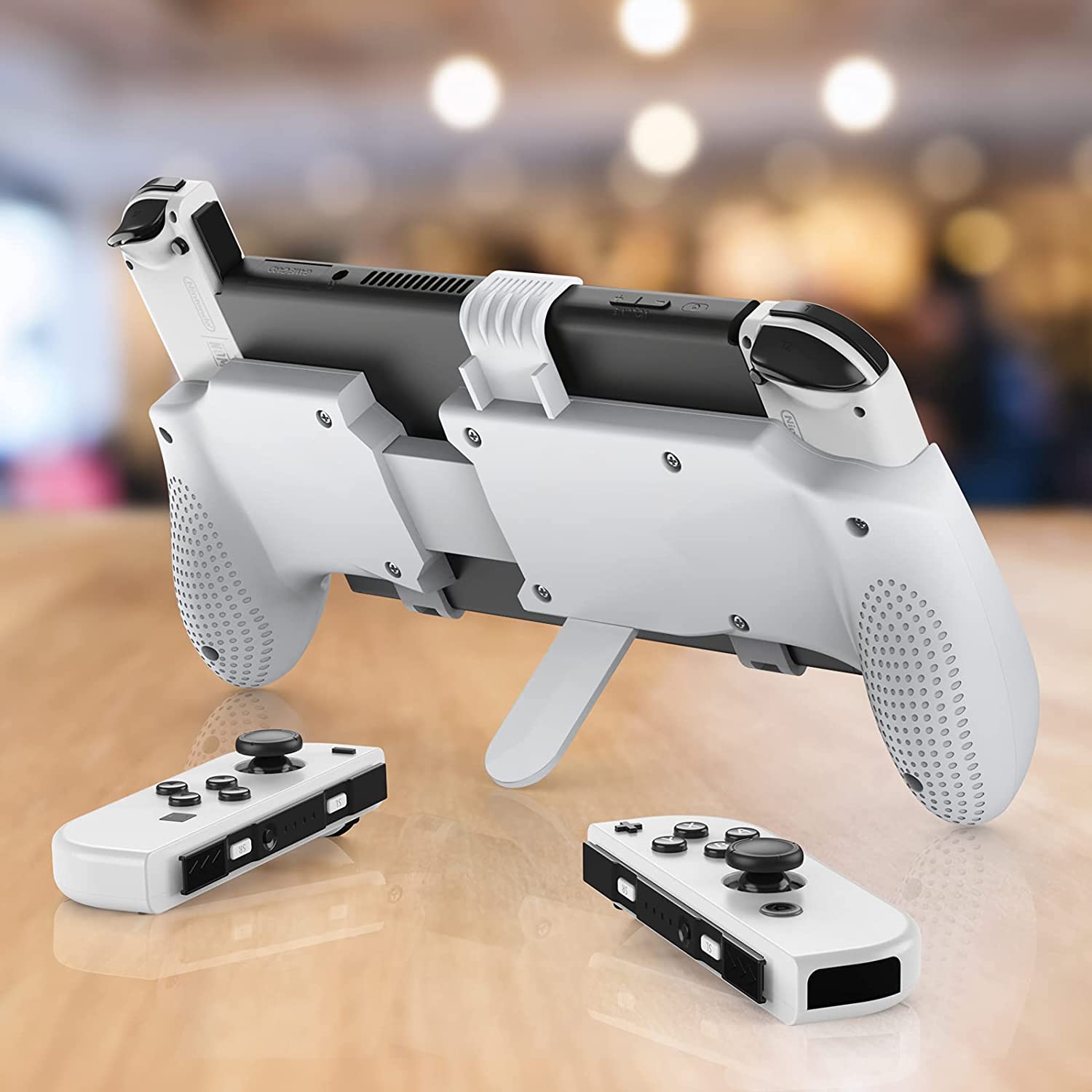 Komfortabler, verstellbarer, rutschfester schutzgriff mit halterung und daumenauflage für die switch oled/switch/switch lite-konsole
