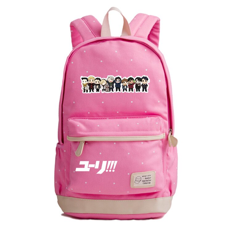 Mochila escolar de lona de verano YURI ON ICE para chicas adolescentes mochila con estampado de Anime Victor Nikiforov mochila Kawaii para mujer