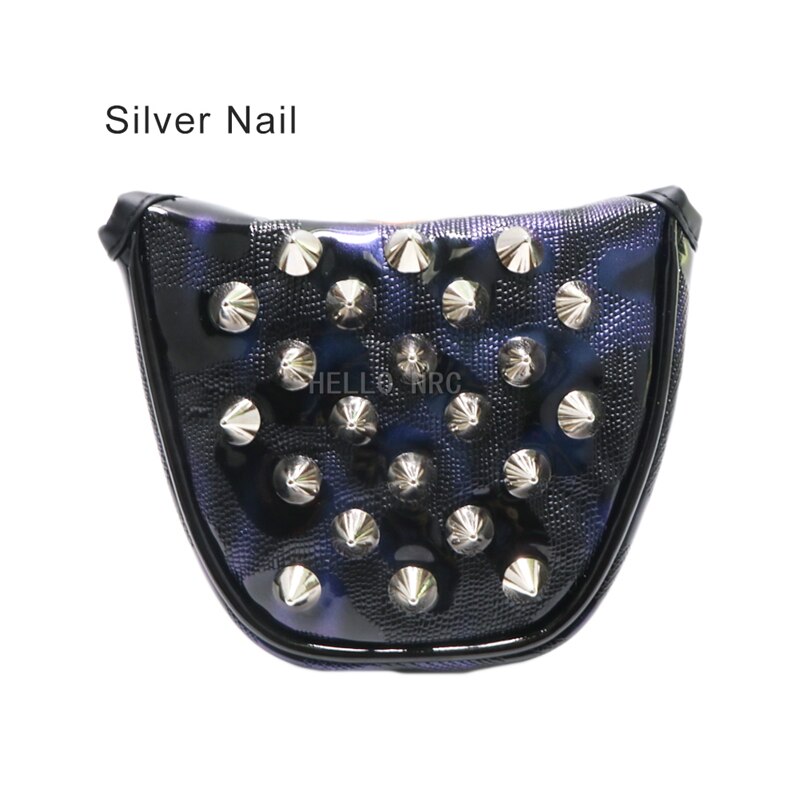 HELLO NRC Golf Club Headcover Rivet Mallet Putter Cover Gradient Color Cool Purple and Blue Gradients: Silver nail