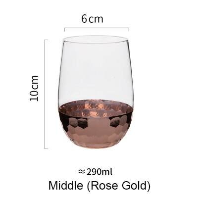 Nordisk rose guldbelægning glas kop guldvin kop juice vinglas håndlavet sund drik krus te morgenmad kop 10oz: Rose guld m