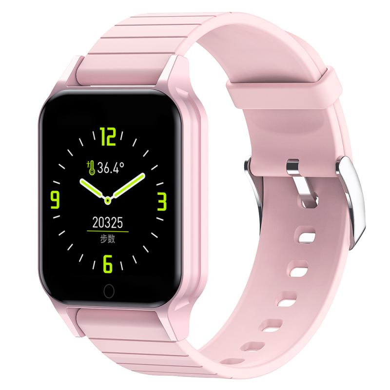 Informations sédentaires rappel d'appel T96 montre intelligente multilingue écran tactile gravité sèche Induction température Fitness Bracelet: 03 pink