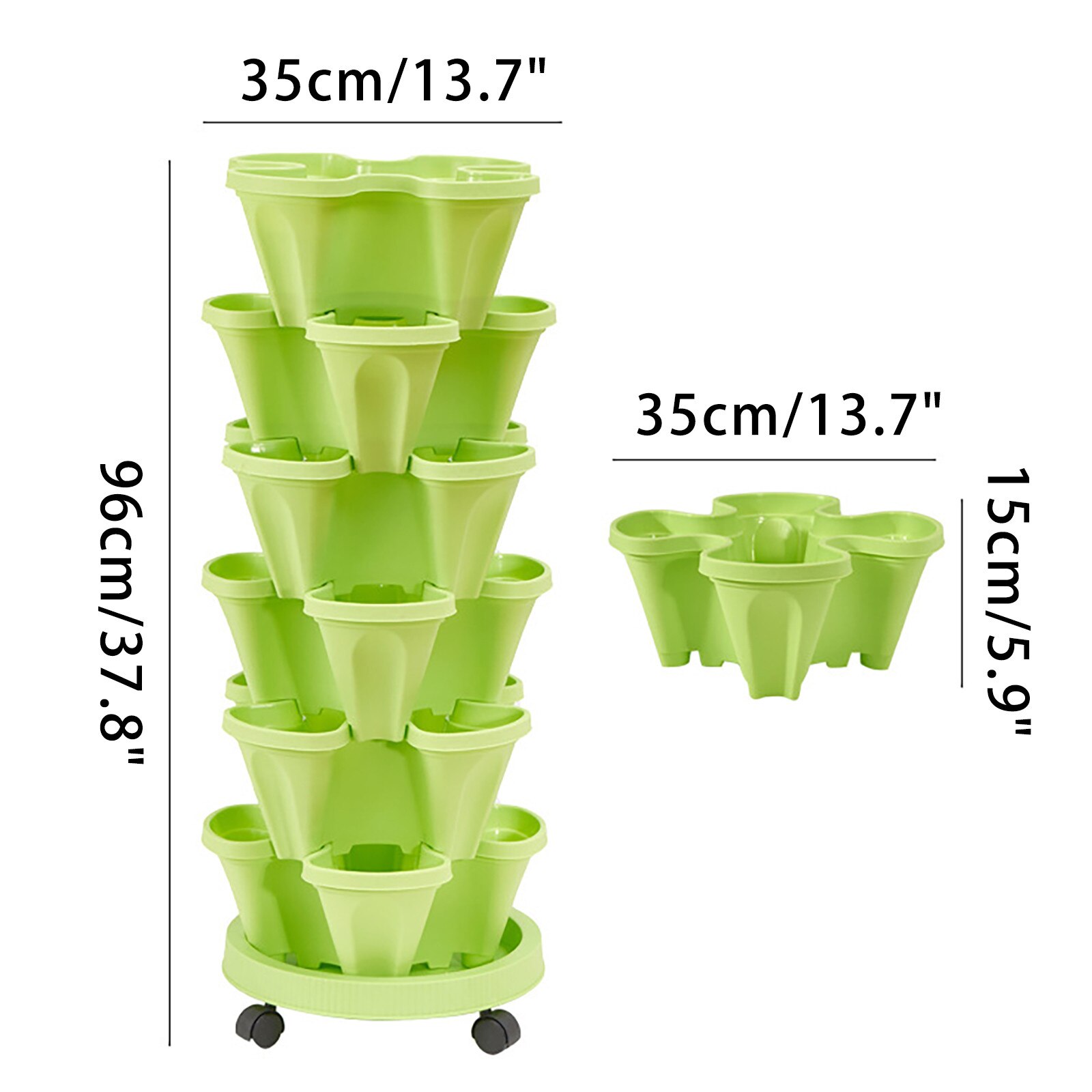 Stackable Flower Tower Strawberry Planter Multi-Layer Combination Vertical Planter Three Petal for Strawberry Herb Vegetable Pot