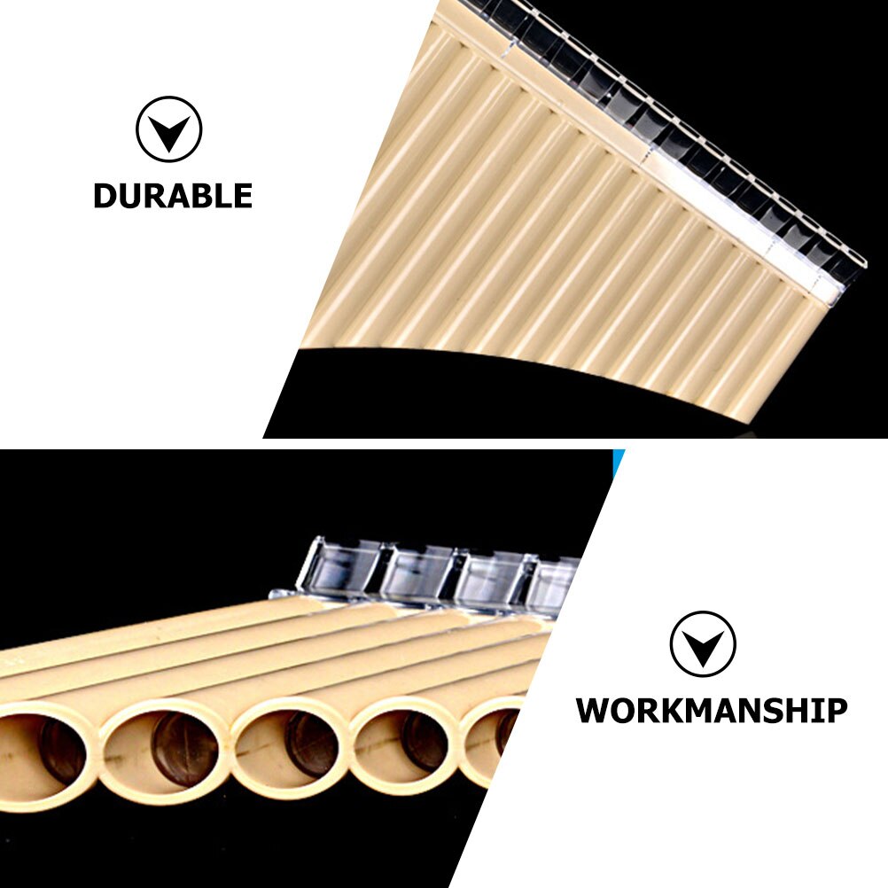 1 Set Portable 18-pipe Pan Flute Panpipe for Beginners (Beige)