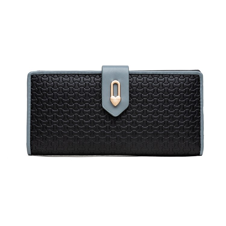 Hjerteelement damer lange lommebøker med glidelåslomme og kortholder kvinnelige vesker lommebok med høy kapasitet til kvinner: Svart