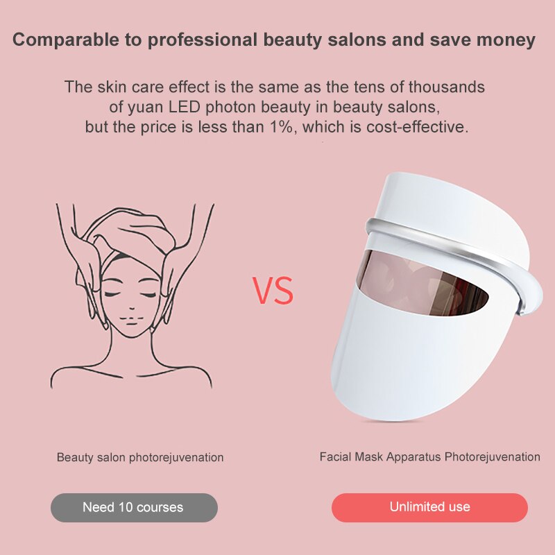 LED Face Light Therapy Mask Purge Facial Skin Rejuvenation Anti Wrinkle Visage Facial Purge Mask Skin Tighten Photonic Care