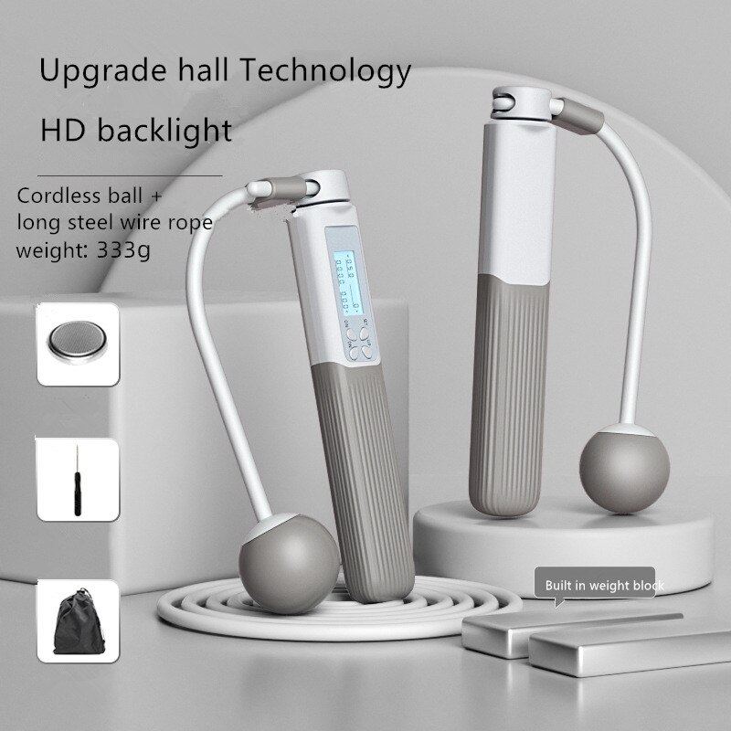 Cuerda de conteo inteligente para saltar, accesorio inalámbrico para gimnasio, Fitness, Crossfit, rodamiento de peso, fitness, aeróbico, quema de grasa: Starry grey03