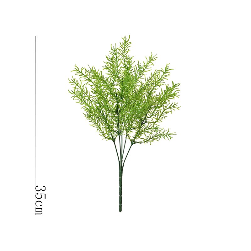Grønn 5 gaffelpakke asparges kunstig plante dekorasjon kunstig plante plast blomst bregne hjem dekorasjon: Grønn