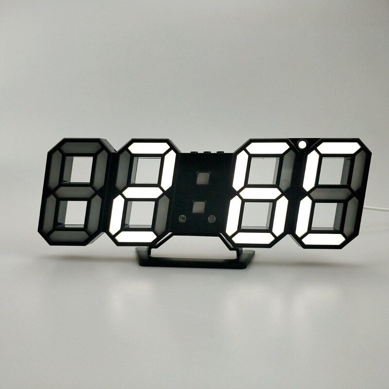 Led 3d vækkeur digital snooze bord ur vågne lys elektronisk usb lade ur natlampe hjem dekoration kontor bord: Sort