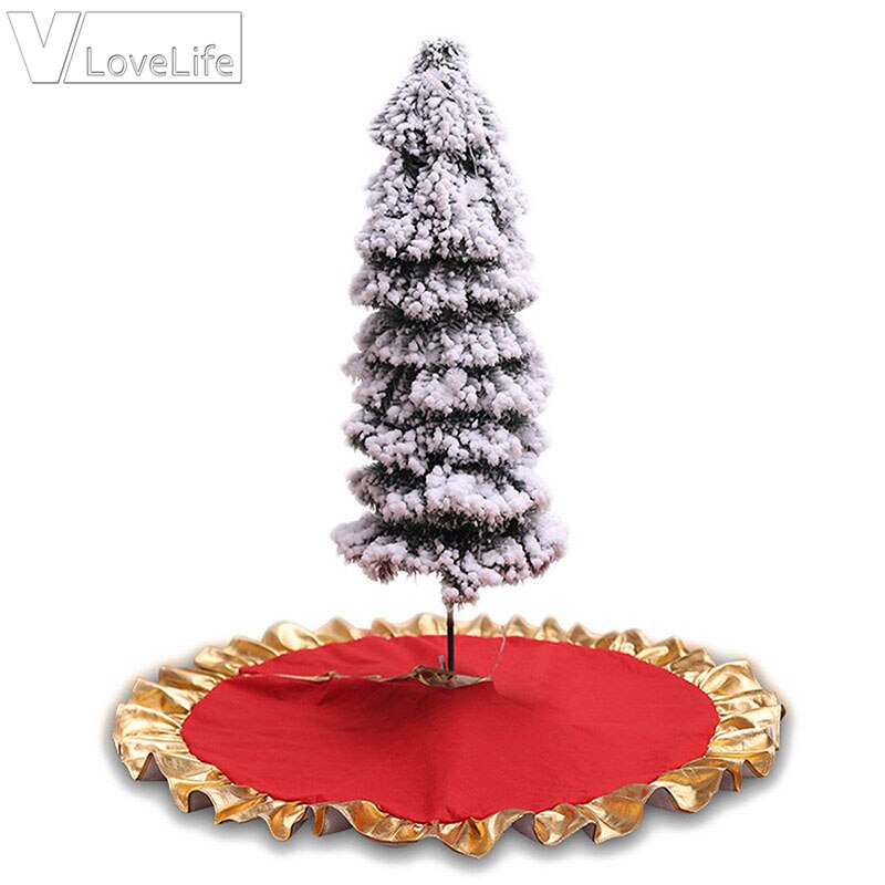 90cm røde juletræsnederdel gylden kant flæsetræsnederdel til julepynt til hjem og år dekoration