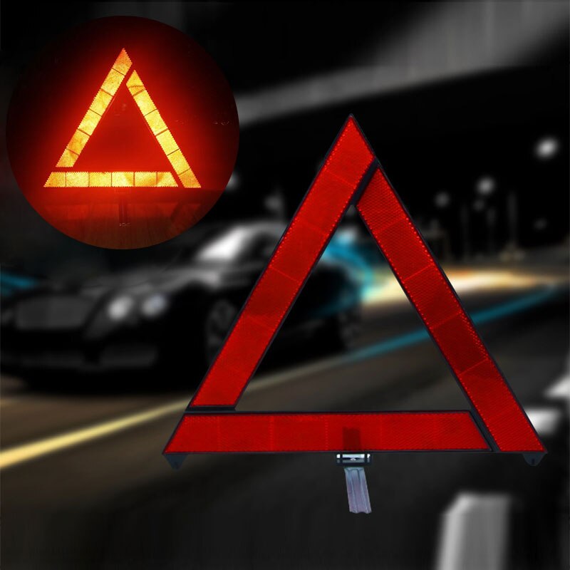 Car Reflective Triangle Emergency Breakdown Warning Triangle Red Reflective Safety Hazard Car Tripod Folded Stop Sign Reflector