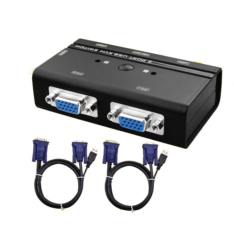 VGA Switch KVM Switch Control 2 PC Hosts by 1 Set of USB Keyboard Mouse and VGA Monitor Multi PC Manage Original Cable