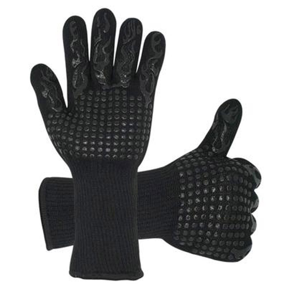 1 paar Hittebestendige Ovenwanten 1470 F Dikke Siliconen Ovenwanten Koken Bakken Barbecue BBQ Grill Wanten Keuken Handschoenen: Black A1 Pair