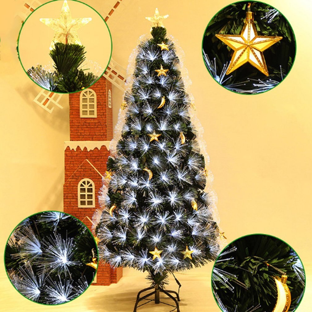 Christmas Tree Luxury Plug-in Luminous Encrypted LED Star Light White Decorated Fiber Optic Crystal Christmas Tree Tapestry