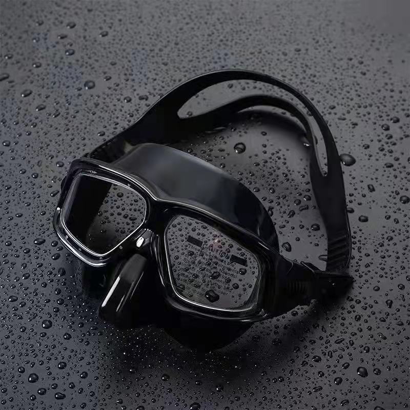 Máscara de buceo Espejo de superficie de buceo libre lente antiniebla de alta definición equipo de máscara de snorkel: Negro