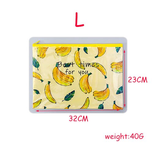 Dessin animé fruits trousse Kawaii grille fermeture éclair fichier sac petit frais étudiant stockage papeterie crayon sac école bureau: L banana