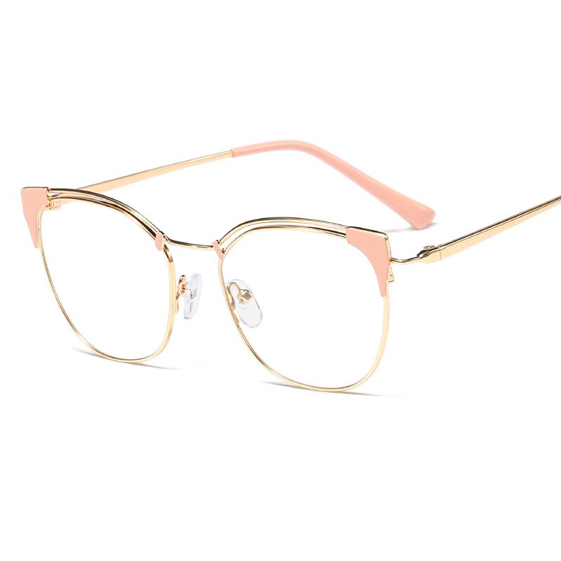 Gafas cuadradas transparentes de gafas de ojo de gato transparente para hombres y mujeres montura de lentes transparentes montura de gafas Unisex UV400: C6 Pink Clear