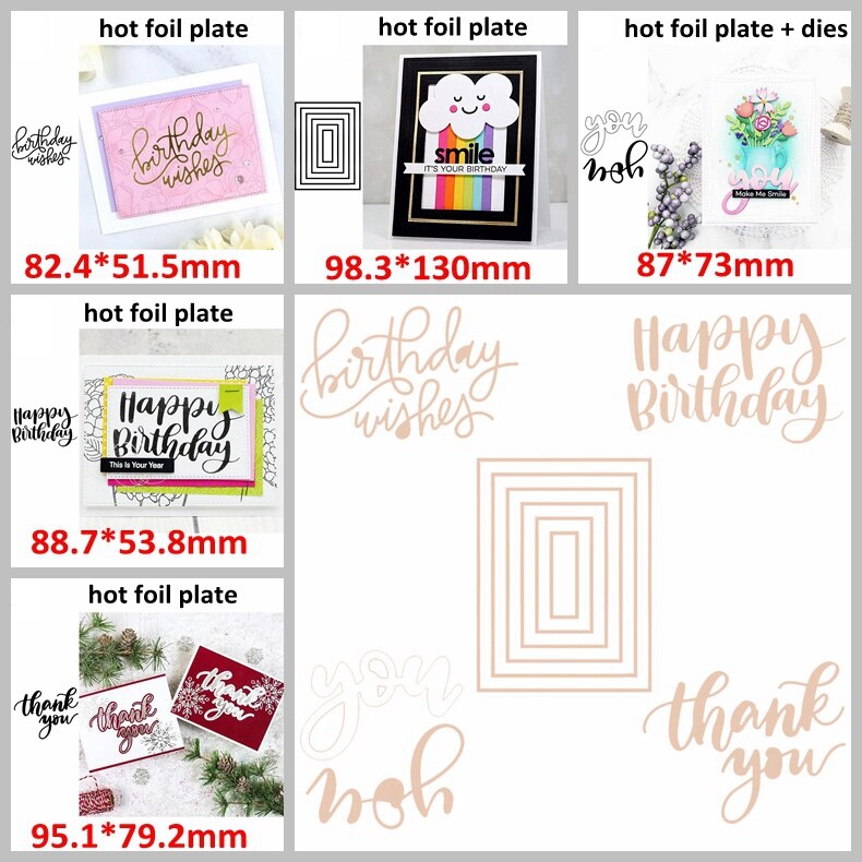 Layered Rectangle Frame Happy Birthday Wishes Thank You Special Fond Foil Plate For DIY Scrapbooking Paper Crafts 07