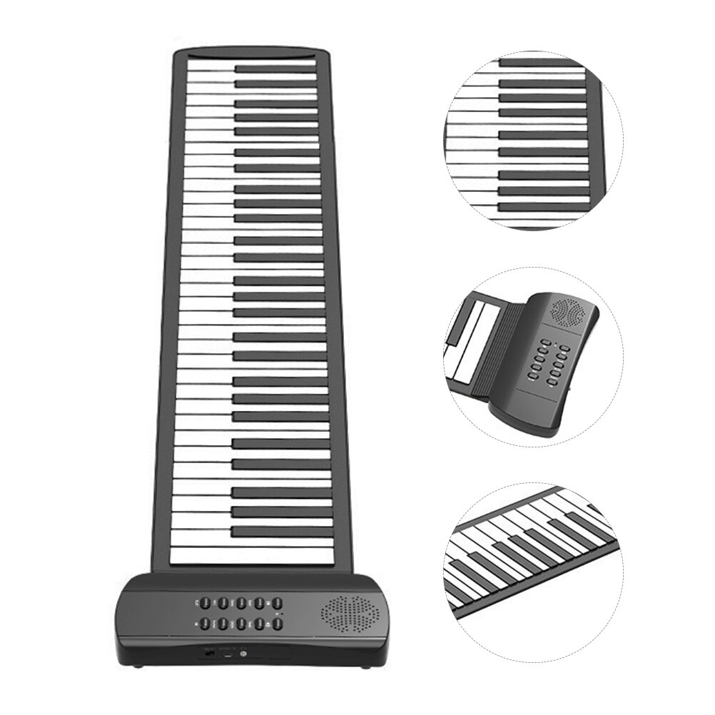 Piano enrollable plegable de silicona, 61 teclas, portátil
