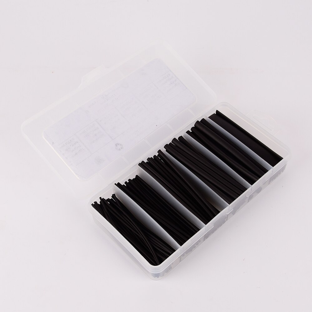 170 Uds 100mm negro relación 2:1 6 tamaño Tubo termorretráctil de poliolefina manga Cable Kit