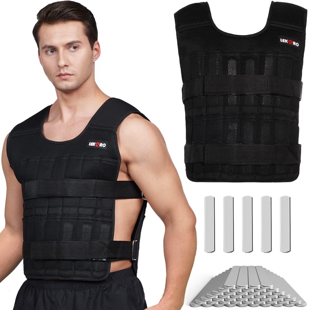 Herre vægtbærende vest med 20kg vægte, fitness vægtbærende træningsvest, justerbar vægtvest, fitnessudstyr, sportsvest