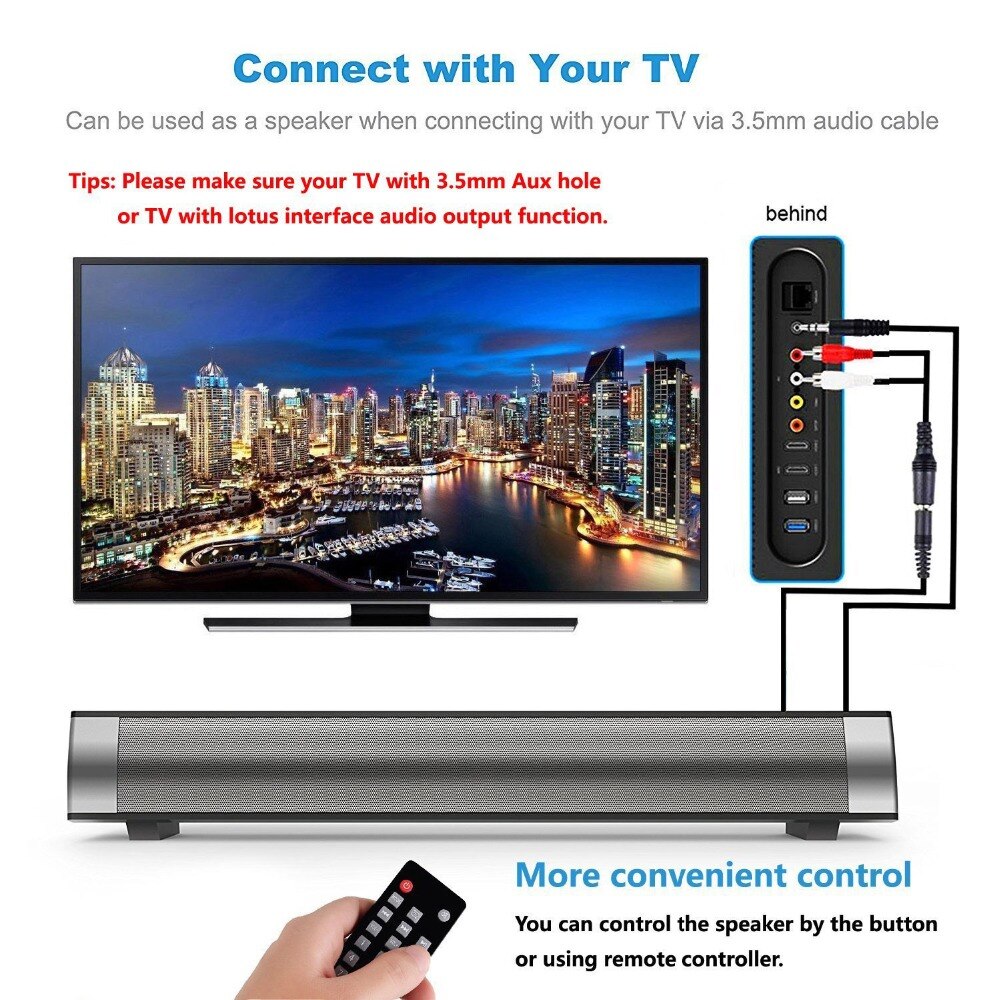 Rsionch głośnik komputerowy przenośny Soundbar z Bluetooth głośniki LP08 wsparcie MP3 karty TF wejście AUX ręcznie bezpłatnej rozmowy funkcja robić telewizora