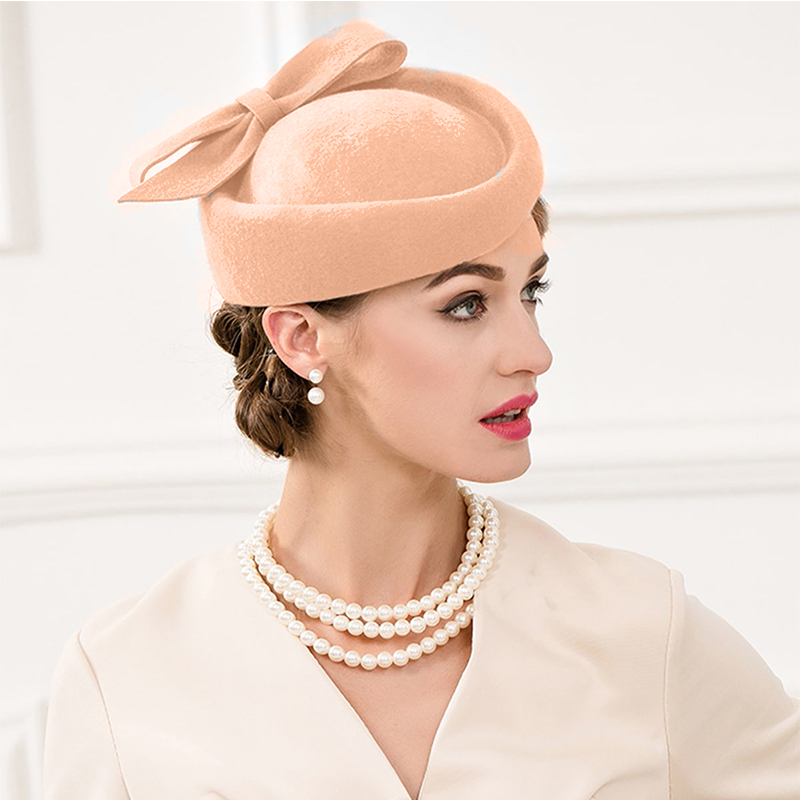 Dame kirke fascinators hatte sort vintage uld bryllup pilleæske teselskabshat fedora filt fedora rød til damer derbyhat: Lysebrun