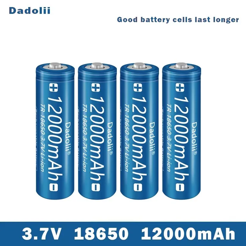 Lithium ion rechargeable battery for flashlight, 18650 V rechargeable battery, 3.718650 mAh capacity, 12000: Beige