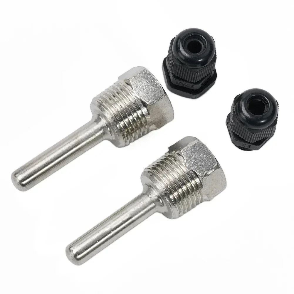2 unidades de termopozo de acero inoxidable de 30-300 mm con rosca G de 1/2 pulgada máx. Presión PN40 para bolsillo de manga de inmersión del sensor de temperatura: Naranja