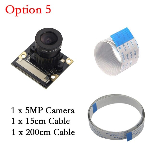Raspberry Pi Camera 5MP OV5647 1080P Video Camera Focal Verstelbare met FFC Kabel voor Raspberry Pi 4 3 Model B Pi 4B 3B Plus 3B +: Option 5