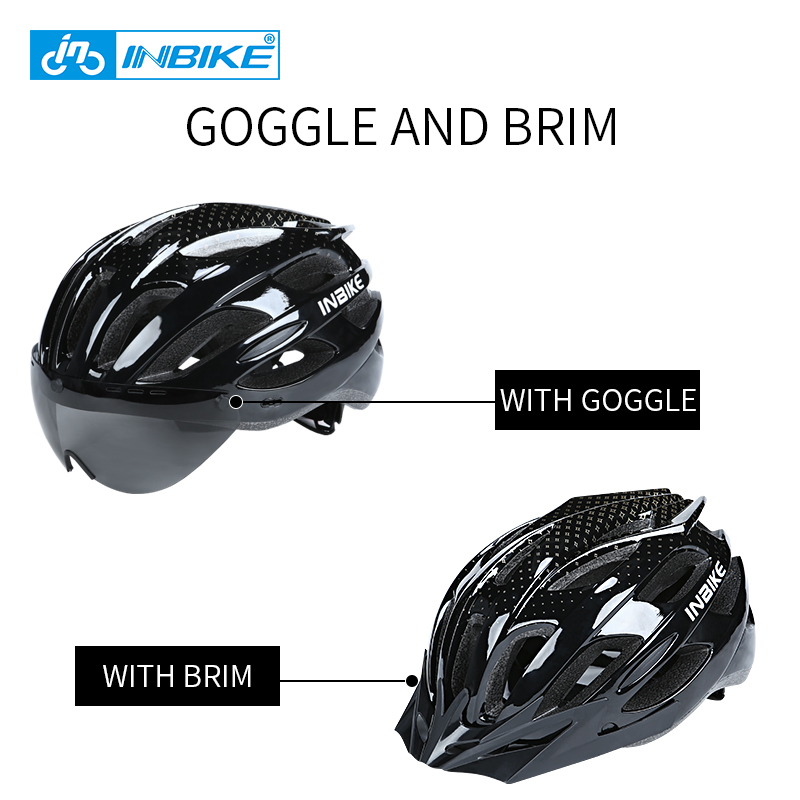 Inbike Fietshelmen Mannen Vrouwen Mtb Racefiets Helm Ultralight Integraal Mold Fietshelm Met Bril Rijden Veilig Cap