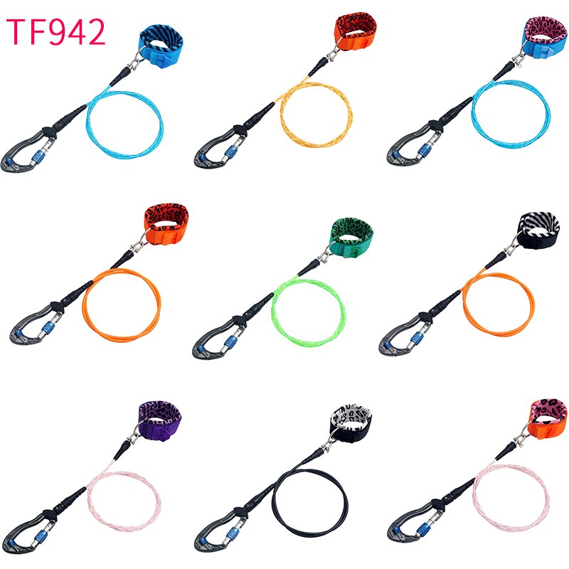 Underwater Freediving Diving Lanyard 316 stainless steel Rope With Carabiner Swivel Snap Loose Safety Cable Security Wristband