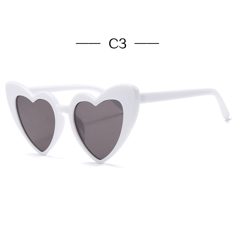 Uvlaik Hart Zonnebril Vrouwen Lolita Liefde Glazen Vintage Zonnebril Reflecterende Brillen UV400 Retro Bril: WHITE