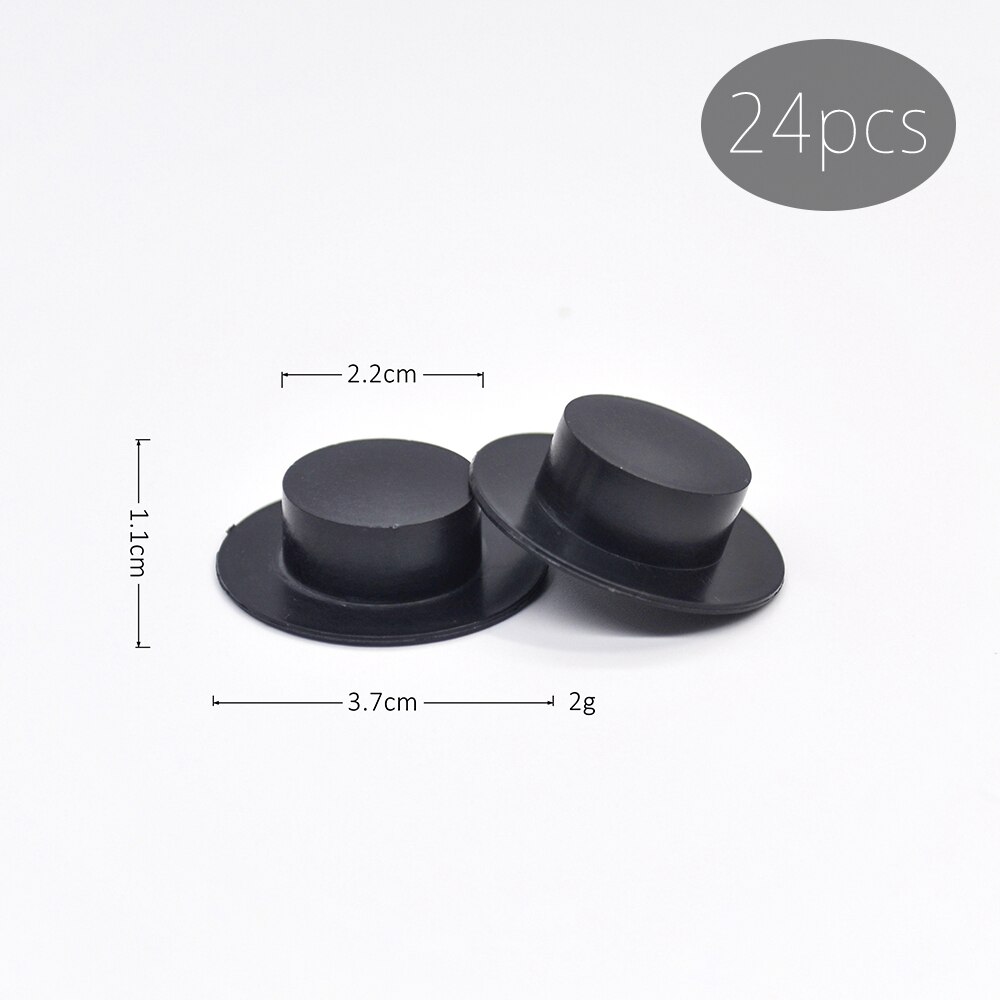24 stk mini klovnehatt snømannhatt svart plasthatt dukke gjør-det-selv-tilbehør smykker håndverk ornamenter jul hjemmedekorasjon: 3.7 cmx 1.1cm 24 stk