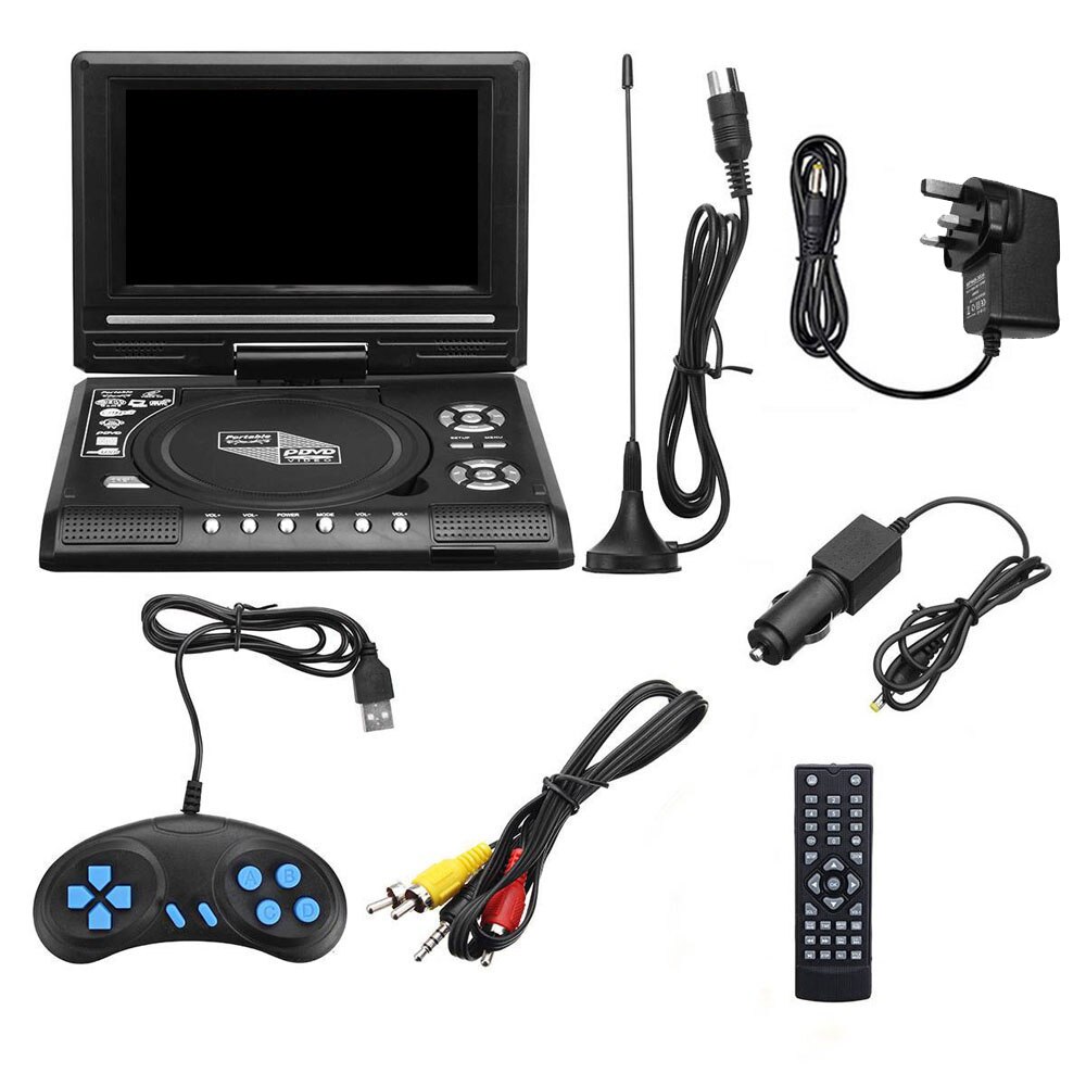 7.8" 16:9 Widescreen 270° Rotatable LCD Screen Home Car TV Portable VCD MP3 Viewer with Game Function Multifunction DVD Player: UK