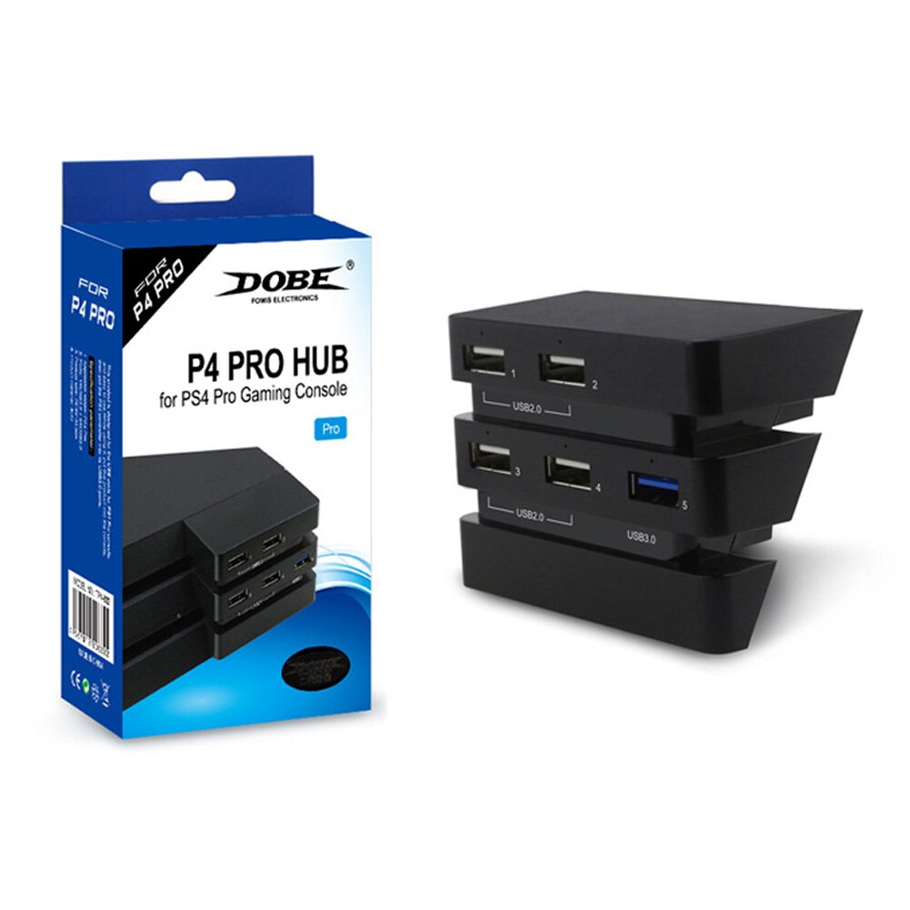 Accesorios de Hub para PS4 Pro, extensión de 5 puertos USB 2,0, carga para juegos duradera con adaptador de indicador LED, 1 consola USB 3,0