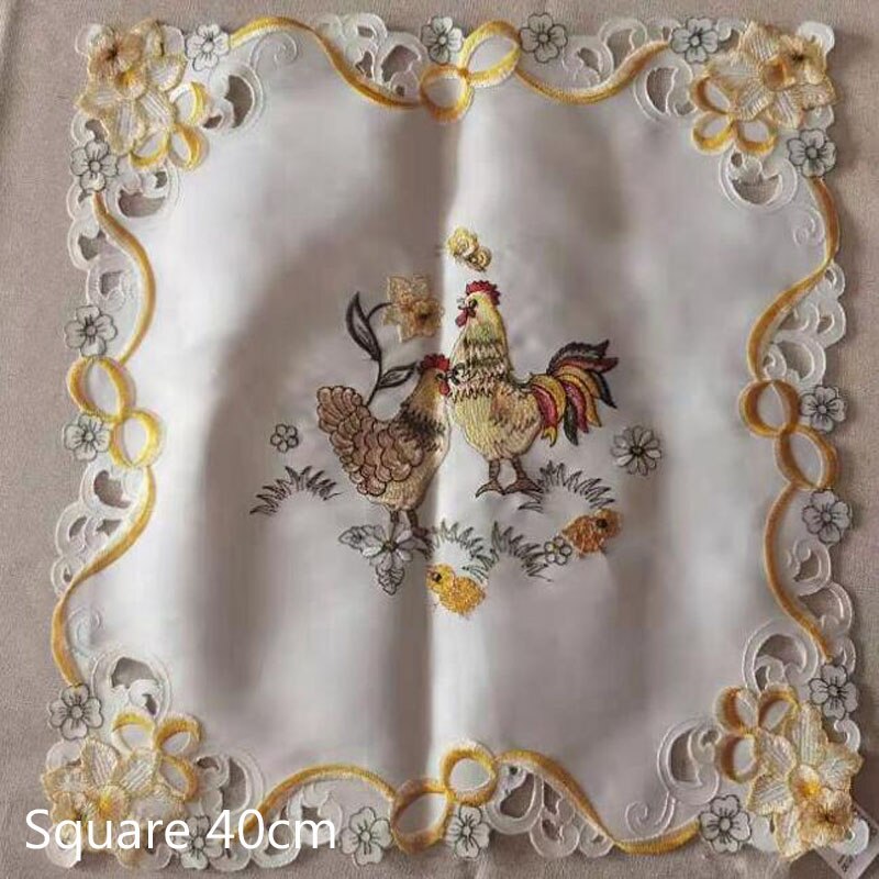 Mantel Individual de encaje bordado con forma de huevo de gallina, posavasos para mesa, posavasos, té de Pascua, accesorios de cocina: white 1