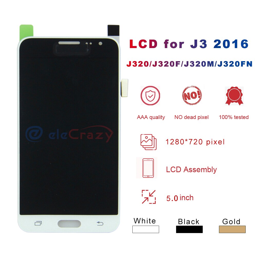 Aaa Tft Lcd Voor Samsung Galaxy J3 Display Voor J320 J320A J320F J320P J320M J320Y J320FN Screen Touch Digitizer montage Rep