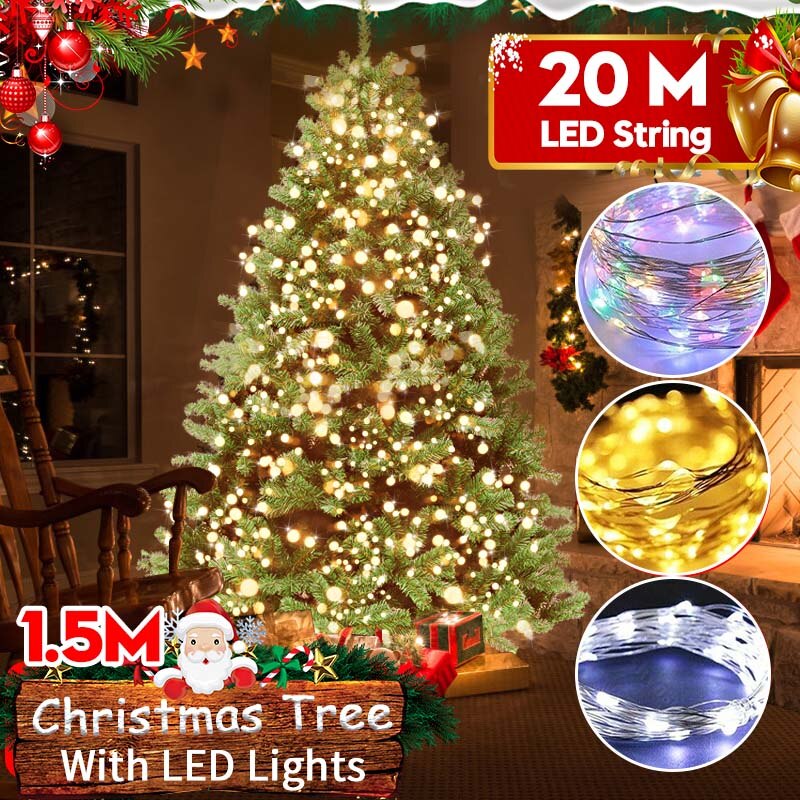 150cm 5ft Artificial Christmas tree with led light fiber optic Metal Stand For Home Christmas Festive Decoration