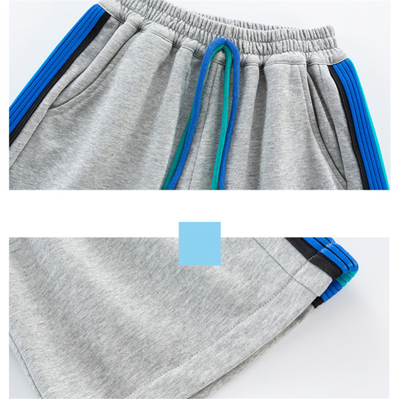 Pantaloncini per ragazzi di grandi dimensioni pantaloni sportivi allentati in cotone Casual per adolescenti estivi abbigliamento per bambini pantaloni a righe laterali in vita elastica 5-14 anni