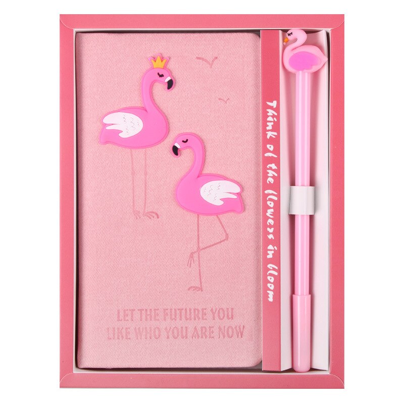 Kawaii Pink Notebook With Gel Pen Flamingo Notepad for Girls Box Set School Supplies Planners Escolar Stationery Sketchbook