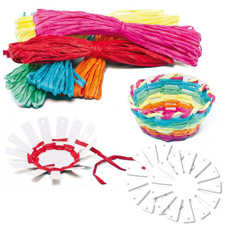 Colorful Basket Weaving Kit Kids Hand Cross Stitch Kits Weaving Sewing Basket Kit with 4 Pcs Paper Sheets 6 Colors