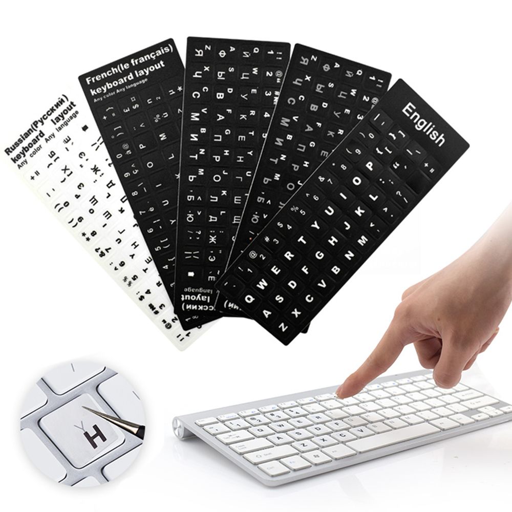 DIY Multi-language Keyboard Stickers Spanish/English/Russian/Deutsch/Arabic/Italian/Japanese Letter Replacement For Laptop PC