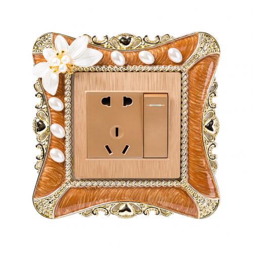 8.6*8.6cm Plastic Switch Sticker Square Switch Cover Wall Light Sockets Stickers DIY Wall Decor Switch Sleeve Home Decor: Coffee