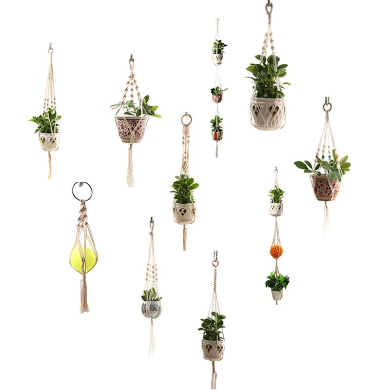 Macrame Plant Hangers Different Designs - Handmade Indoor Wall Hanging Planter Plant Holder Basket