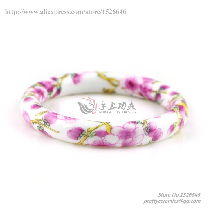 vintage flower ceramics bangles chinese traditional Classic jewelry Accessory china classic: pink peach